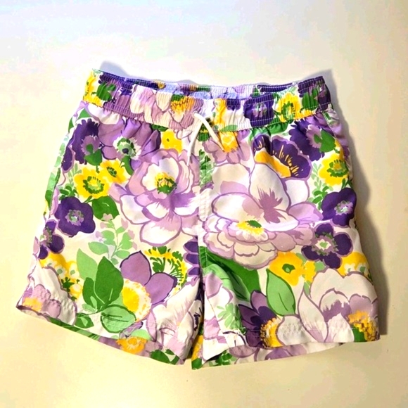 Janie And Jack Boys Swim Trunks Size 6 Orchid‎ Bouquet Floral Purple Swimsuit - Picture 3 of 9